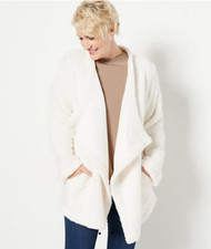 Jockey Open Front Sherpa Cardigan-Ivory-S/M A454008 NEW