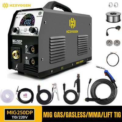 HZXVOGEN MIG Welder 200Amp W/TIG Torch, Aluminum 4 in 1 MMA TIG Welding Machine