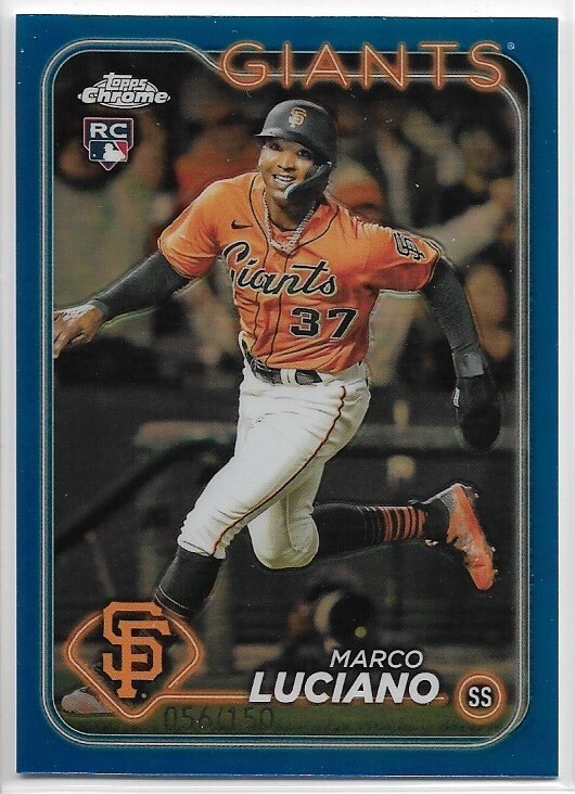 2024 Topps Chrome Marco Luciano #210 Rookie Blue Refractor #'d /150 Giants