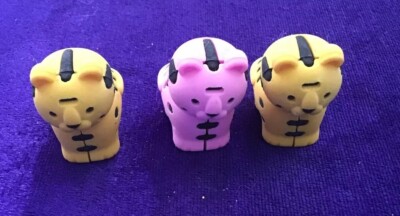 3 Smiggle Tiger Radiergummis - 2 gelb + 1 rosa