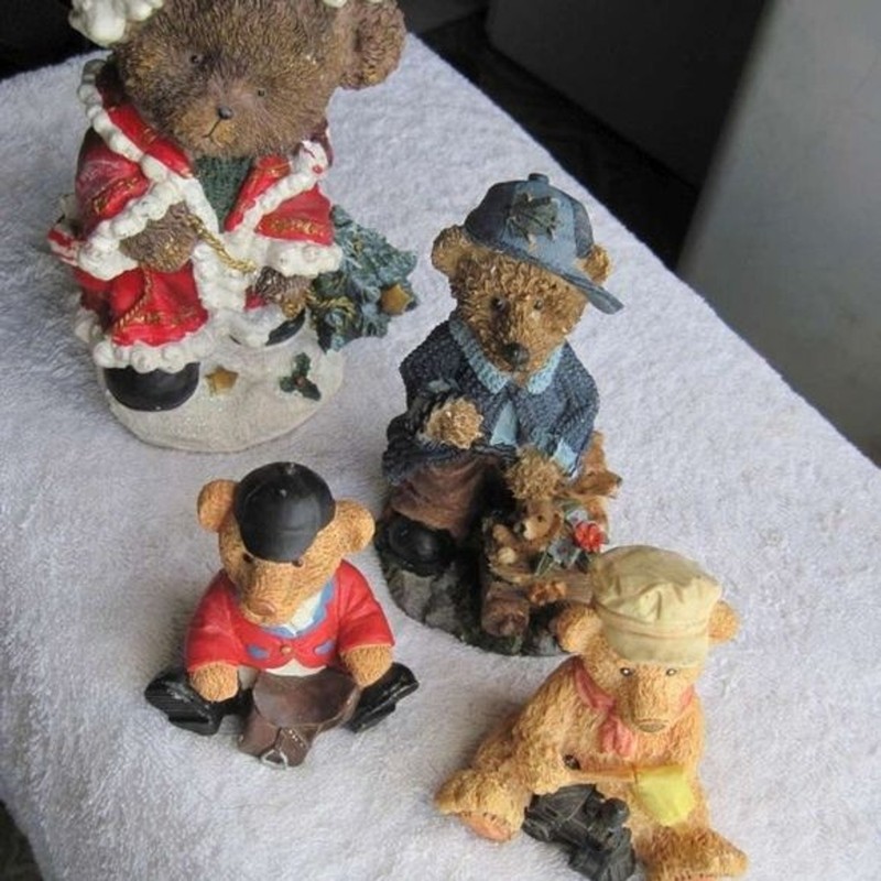 4 Bear Figurine Statues Santa Take Me Home Teddies Randy Rider Locomotive Luke