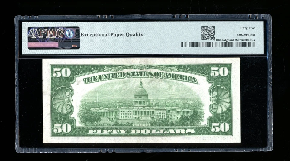 DBR 1934 $50 DGS FRN Chicago Fr. 2102-Gdgs PMG 55 EPQ Serial G02928708A - Image 2 of 2