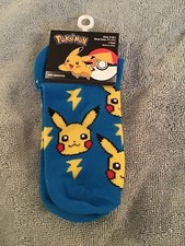 Pokemon Pikachu No-shows Toddler Children  s Socks Size 6-8 1/2 blue 1 Pair
