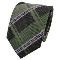 Tigertie Designer Seidenkrawatte GrüN Blau Silber Gestreift - Krawatte Seide