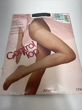 JCPenney Super Shaper Control Top Pantihose Long  Navy 28 Vintage Pantyhose