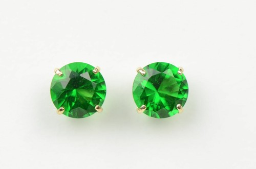 14K Solid Yellow Gold 4mm Round Birthstone Stud Earrings with screw back - Picture 12 of 19