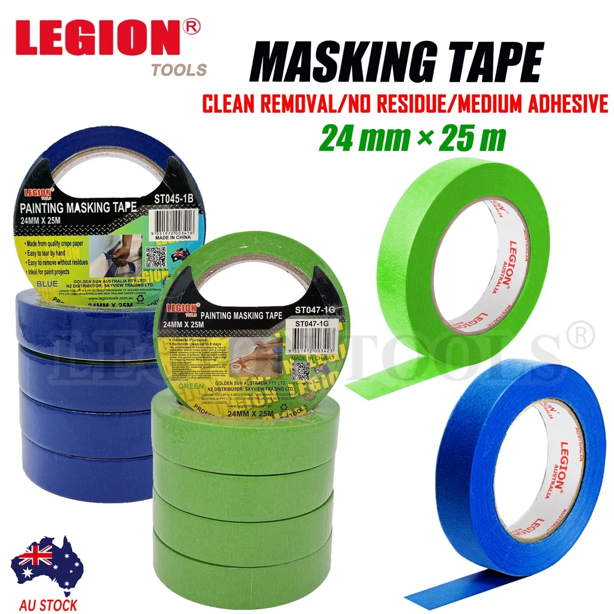 Blue Green Masking Tape Painting UV Resistant 24mm House Painter Adhesive