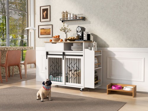 Furniture Style Dog Crate Kitchen Island End Table Pet Friendly Furniture - Picture 2 of 12