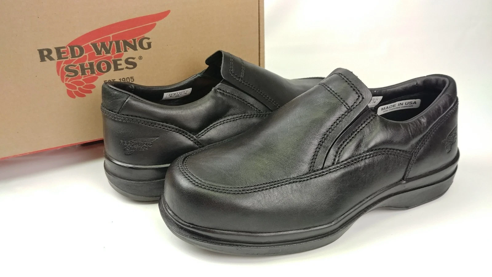 RED WING Mens Steel Toe Slip-On Electrical Hazard Black Lther Loafer 6646 8.5EE