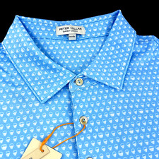 Peter Millar Crown Sport Summer Comfort Double Skull Scary Polo Shirt Large