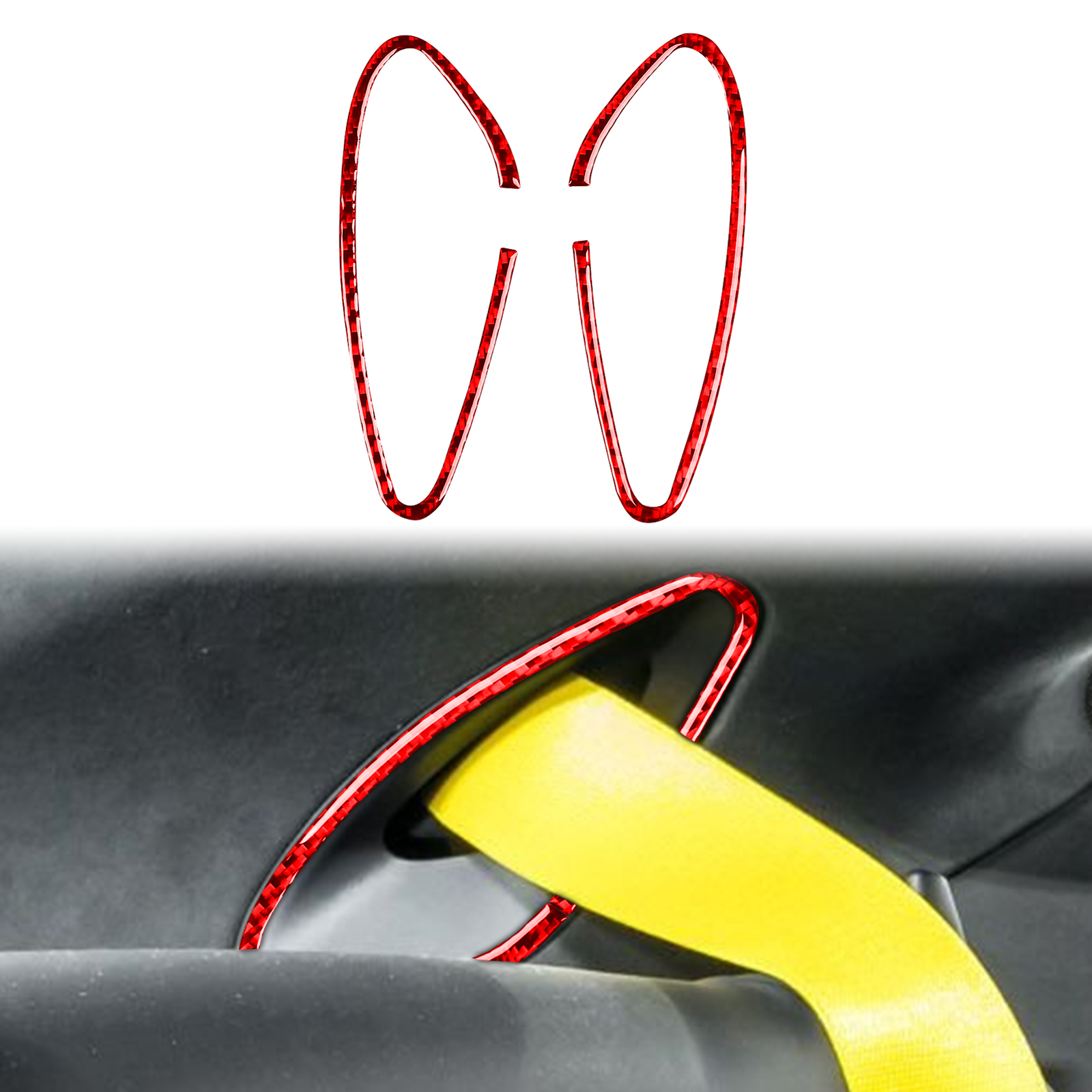 Red Carbon Fiber Rear Seat Belt Trim Fit For Porsche 911 992 2019-2023