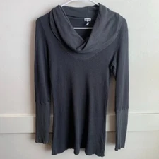 Splendid Dark Gray Thermal Cowl Neck Long Sleeve Blouse Size Small