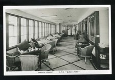 RMS Queen Mary unused postcard - Garden Lounge