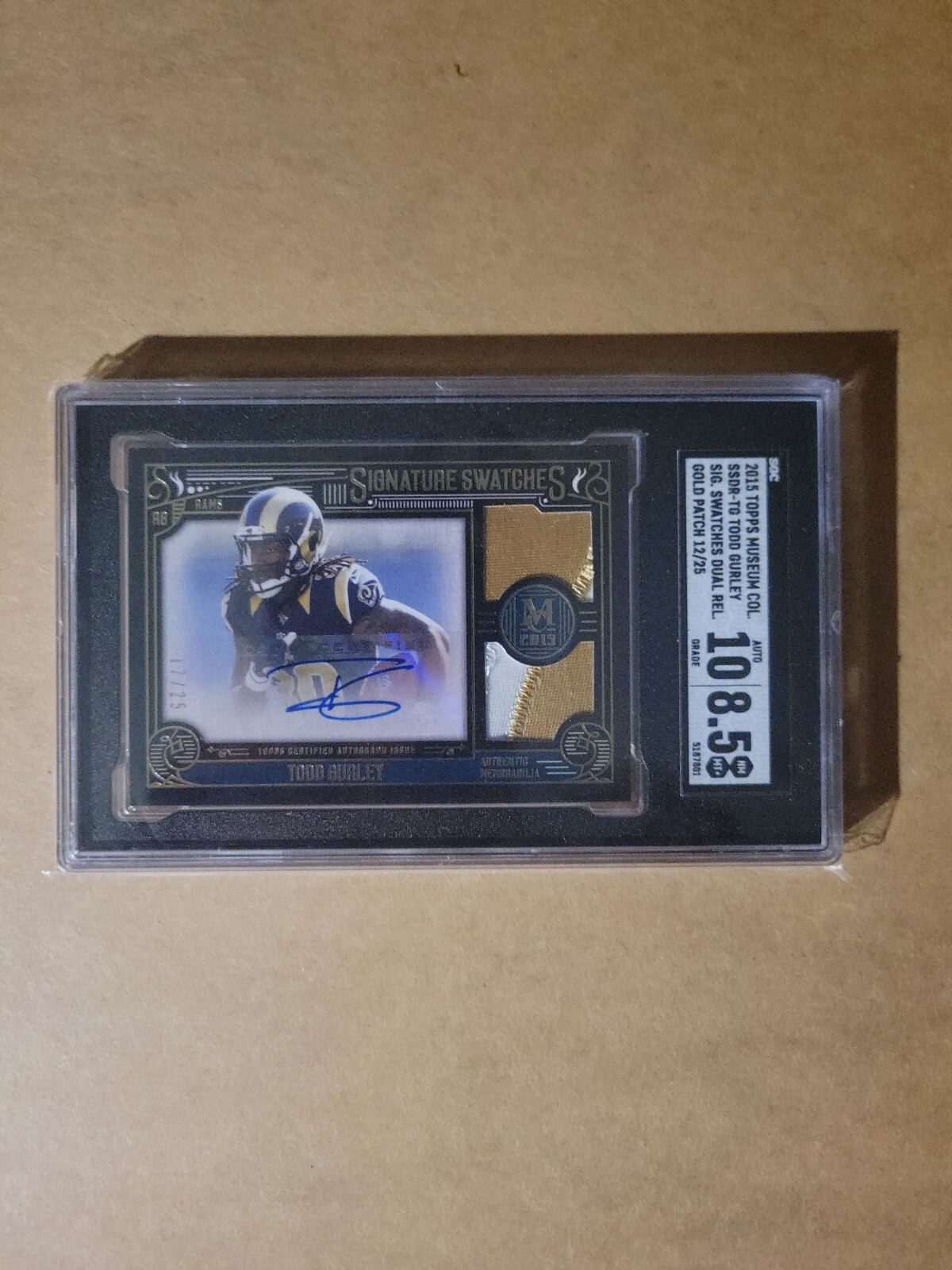 Todd Gurley Topps Museum Collection Signature Swatches Dual Relic #TG Gold