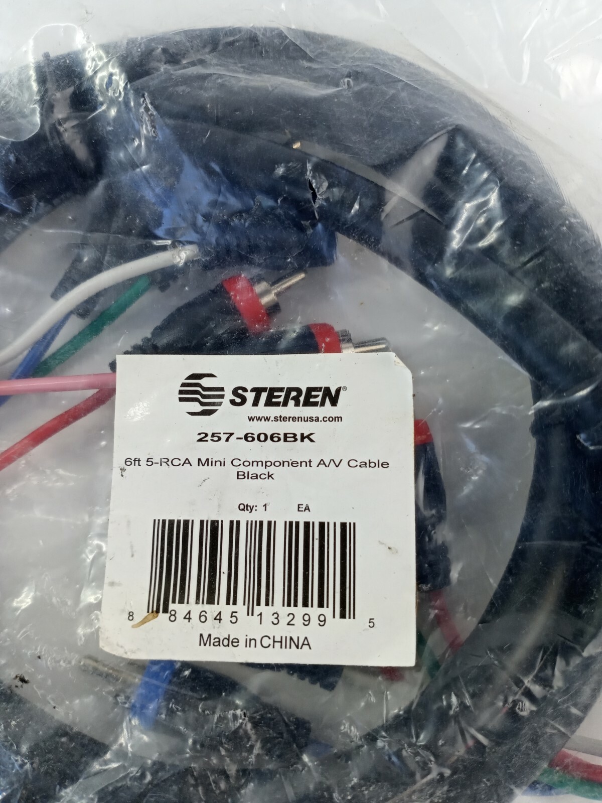 STEREN 257-606BK 12 FT 5-RCA MINI COMPONENT VIDEO AUDIO CABLE