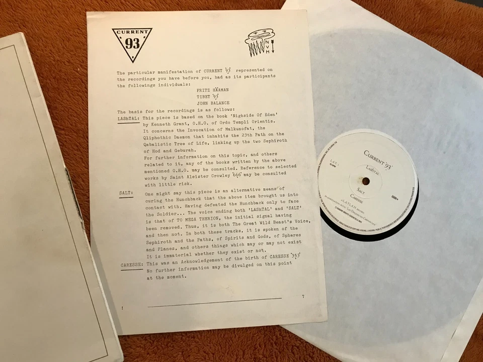 CURRENT 93 LAShTAL EP industrial noise '84 orig w/insert nurse with wound coil!! - Image 3 of 3