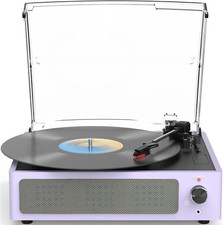 Vinyl Record Player with Speakers - Vintage Style Belt-Driven Turntable Wireless