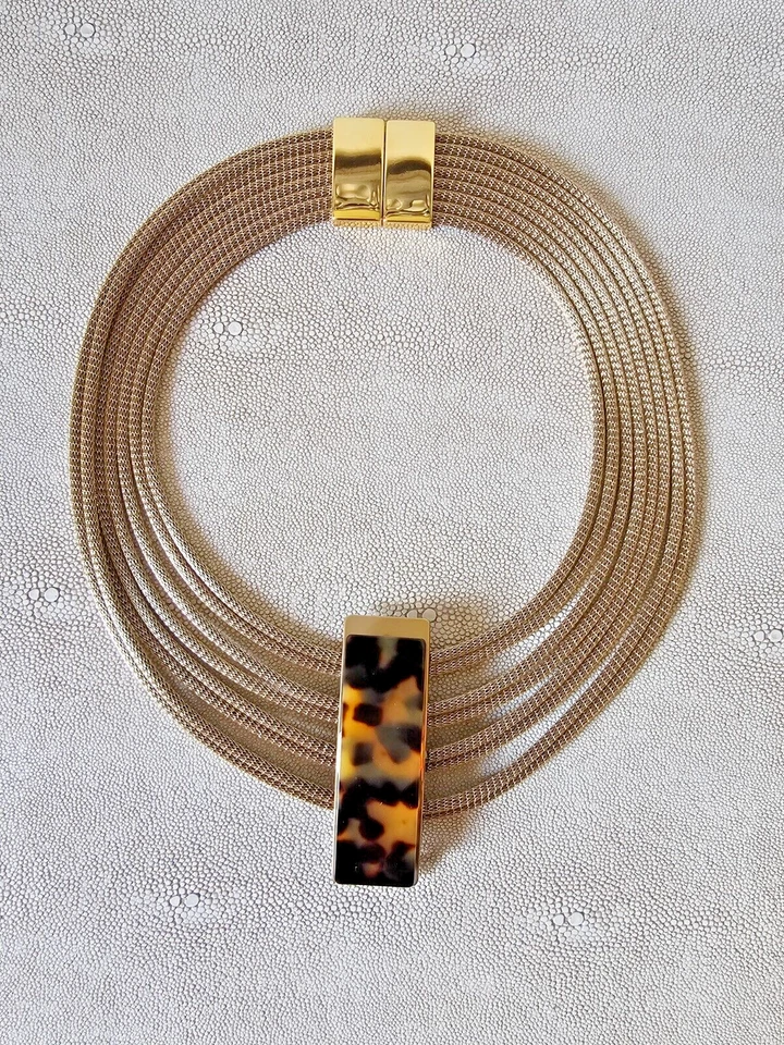 Золотая веревка слоистый нагрудник заявление ожерелье на Джейсон Ву для Pluma Italia новый с Ярлыками