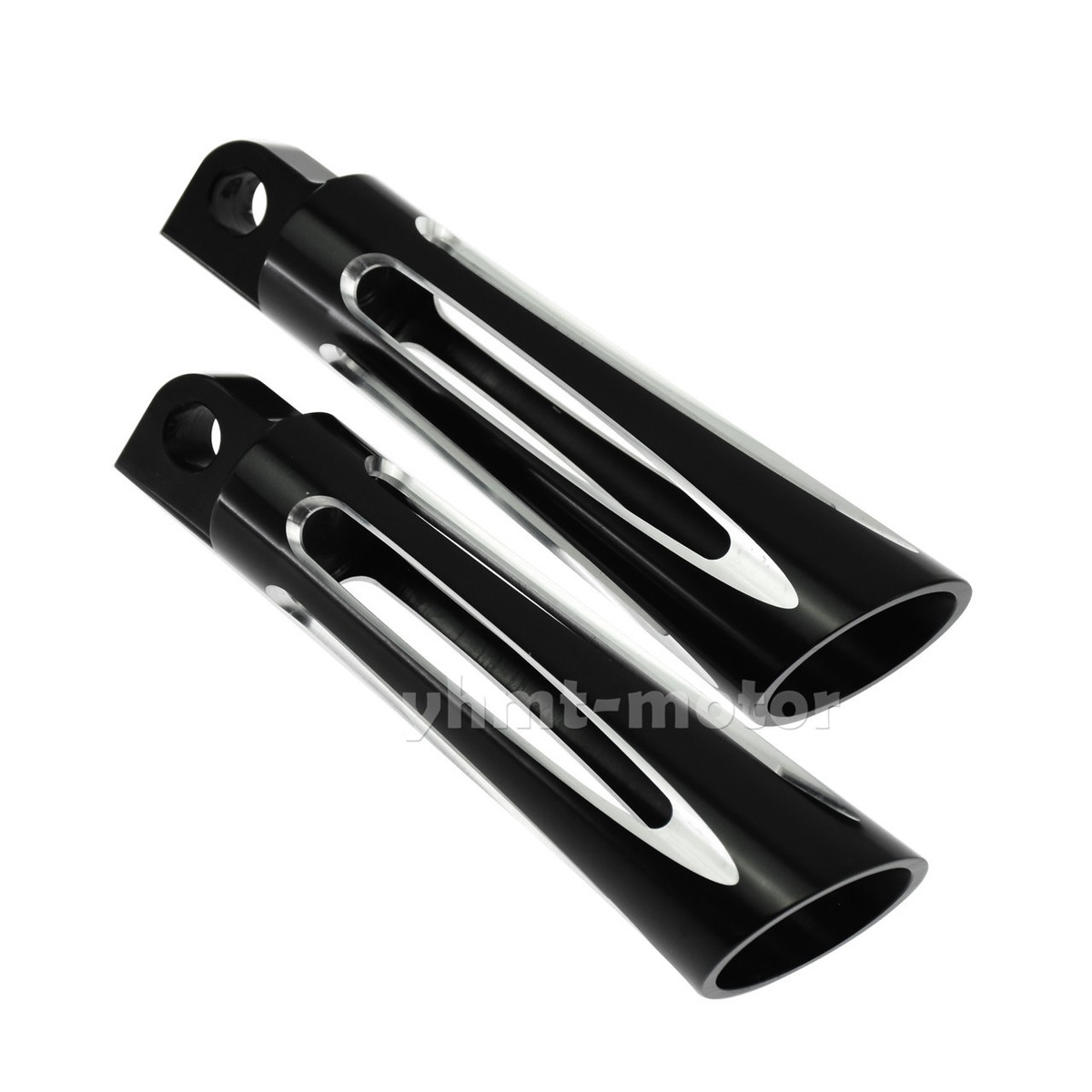 CNC Deep Edge Cut Footrest Pegs For Harley Touring Sportster Dyna Softail – Black Chrome - View #3