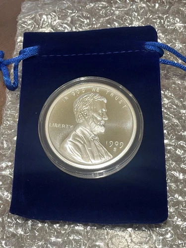 1909-S Lincoln Wheat Penny Round 2oz .999 FINE SILVER BU in Capsule & GIFT POUCH