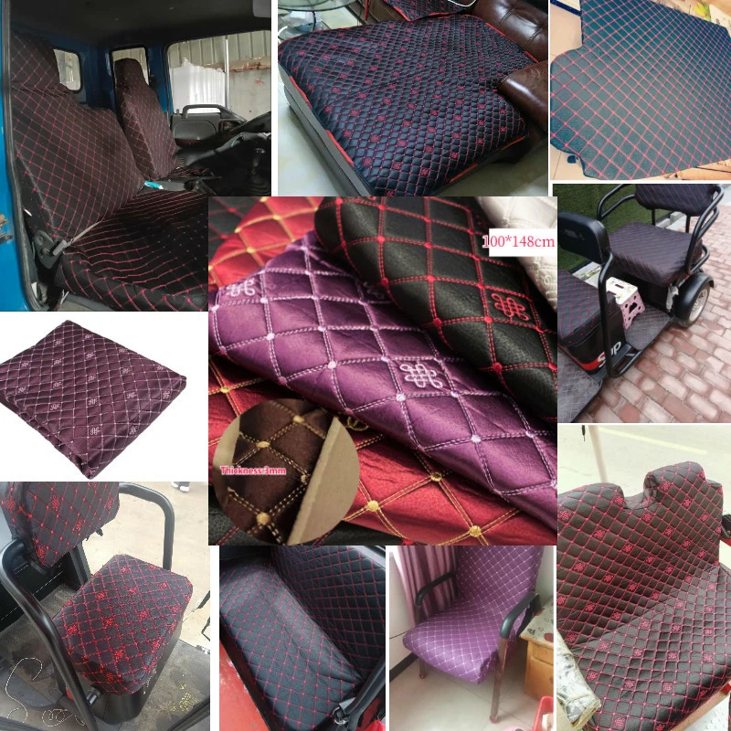 Dick Satin Stoff Schwamm Gesteppt Stickerei DIY Auto Polster Sofa Material 1m - Bild 2 von 4