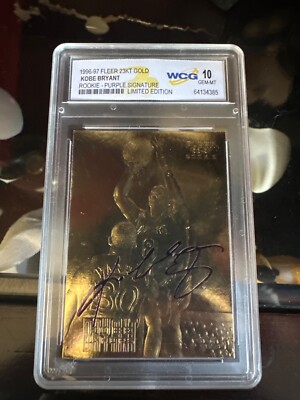 Kobe Bryant 1996-1997 Fleer 23KT Gold Rookie Card. Signed WCG 10