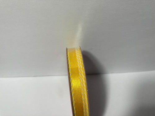 Spring Bright Yellow Ribbon Sewn White Accent 3/8" 9' Nicole 1 Roll - Picture 3 of 5
