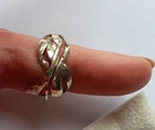 Vintage Sterling Silver Modernist Ring, 925 Fidget Ring, 4 Interwoven Bands UK K