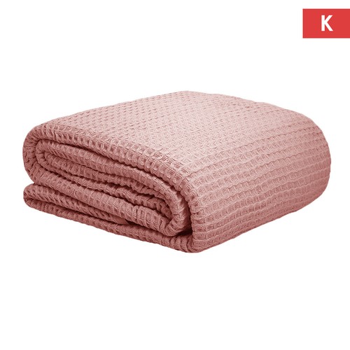 Manta waffle 300GSM 100 % algodón rosa polvoriento - Imagen 6 de 6