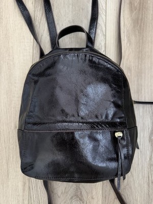 NEW HOBO Cliff Dark Brown Polished Leather Small Backpack