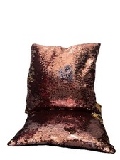 Pink/Gold Reversible Sequins Pillow Mermaid Magic  14  x 14  
