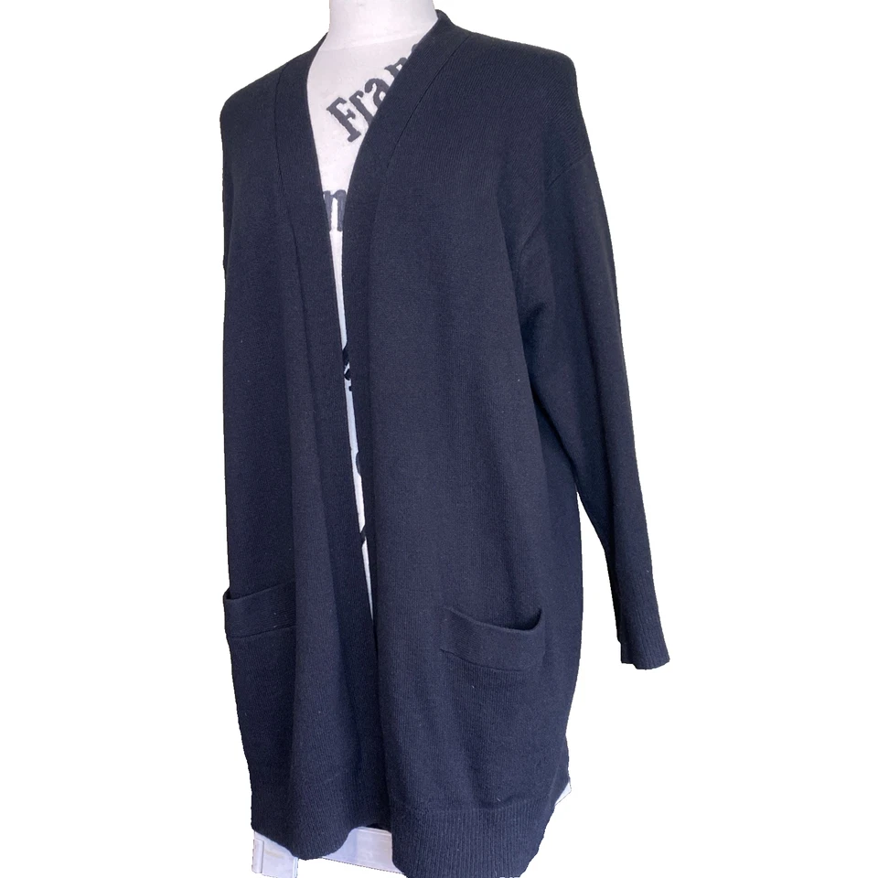 Cárdigan largo Donna Karan New York para mujer talla L 100 % cachemir frente abierto Foto 3 de 4