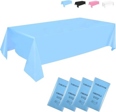Einweg Tischtuch Set, Blau, 137x274 cm, 4 Stück - Für Partys und Feste geeignet