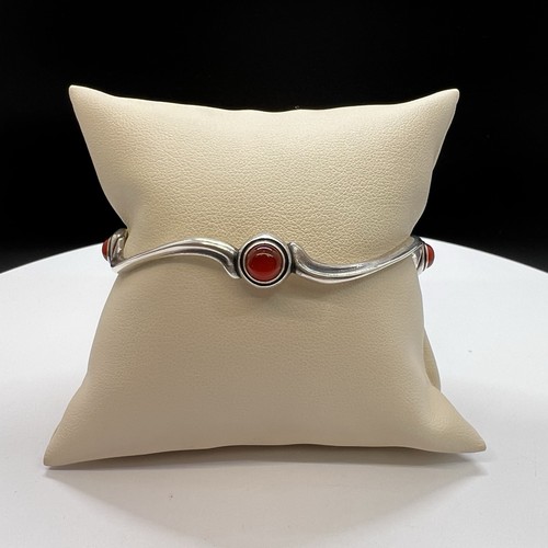 Retired James Avery Sterling Silver 7.75” Carnelian Bangle Bracelet