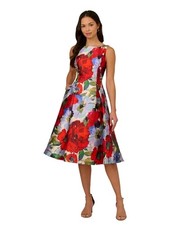 NWT Adrianna Papell Floral Mikado Midi Dress Sz 4 Fit & Flare Wedding Guest $179