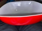 Vintage PYREX Red Hostess Square Serving Mixing Bowl 525B 2 1/2qt