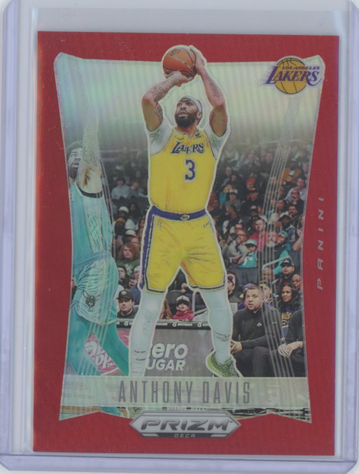 2023-24 Panini Prizm Deca Anthony Davis #52 Red 35/199 Lakers