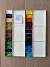 Handcrafted Holbein Watercolor Steel Palette No.500 with Holbein Watercolors