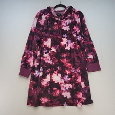 Simply Vera Vera Wang Hooded Tunic Womens 2X Purple Floral Fleece Hoodie Pockets