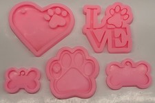 5 Pcs Love Paw Print Keychain Silicone Resin ...