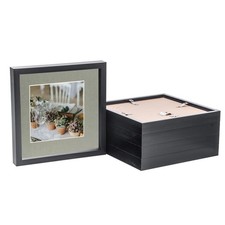 Image of 3D Box Photo Frames - 10 x 10" with 6 x 6" Mount - Black/Grey - Pack of 5