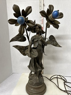 Antique Spelter Figural Lamp  Au Bord de ha Mer  by Aristide de Ranieri