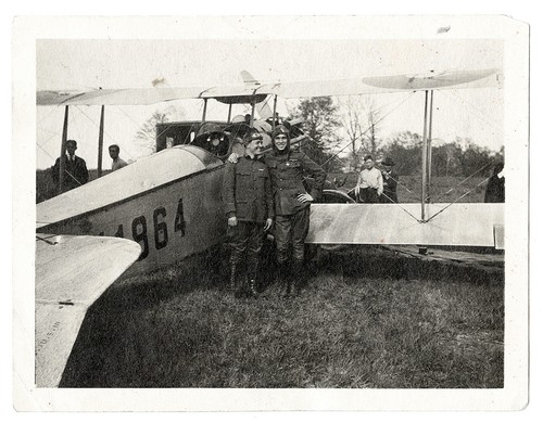 Original WWI Photo US Army Air Corps Pilots with Biplane