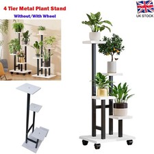 4 Tier Metal Plant Stand Indoor Outdoor Garden Flower Pot Shelf Display Rack UK