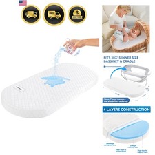 Baby Bassinet Mattress Pad Waterproof Breathable Gel Memory Foam 30x15