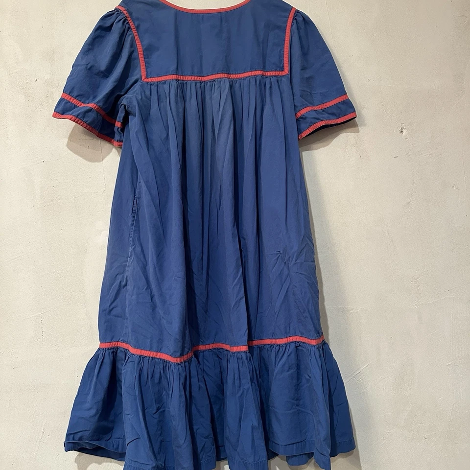 Vestido de casa bordado vintage Bechamel M algodão muumu bolsos lounge veja fotos - Imagem 2 de 4