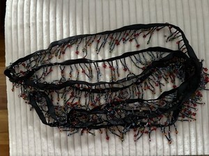Vintage Acrylic Beaded Trims On Black Ribbon New  3 YDS