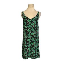 Urban Outfitters black green leaf print sleeveless mini dress size XS