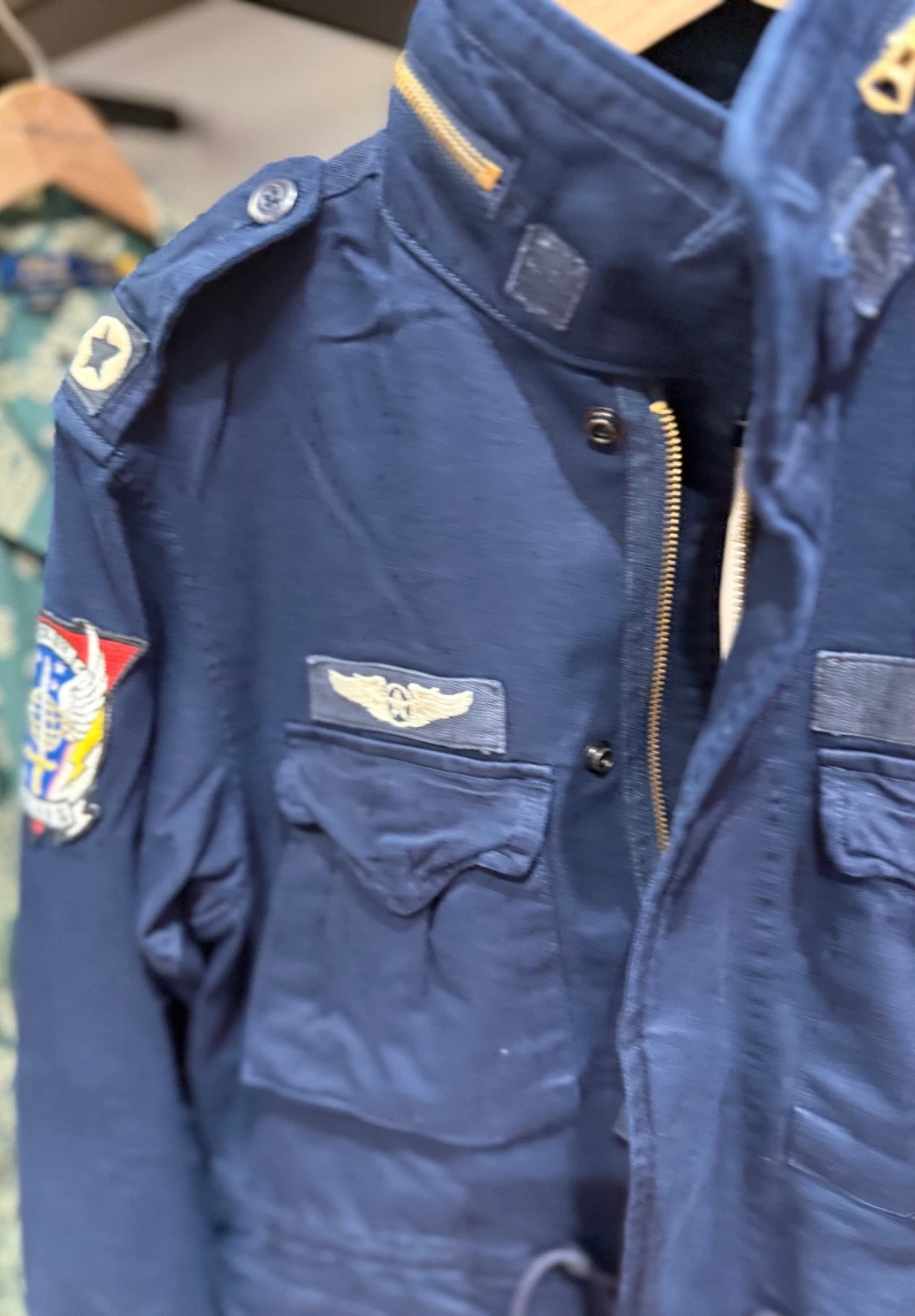 NWT Polo Ralph Lauren Navy Blue Herringbone MILITARY Patch Iconic Field Jacket - product detail image 8