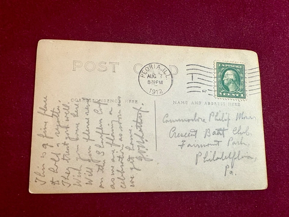 1912 Peoria IL RPPC Scull Rowing Festival 8 Detroit Shell Race Winners Featured - Image 2 of 3